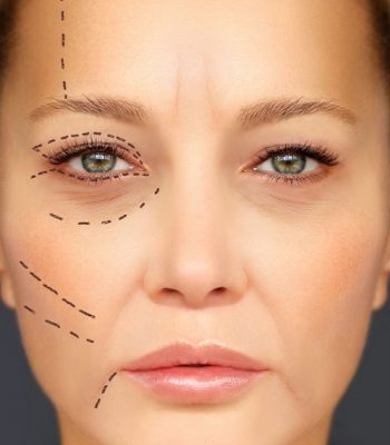 Aging. Mature woman-young woman.Face with skin problem